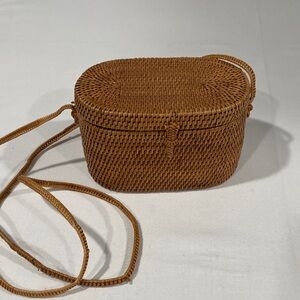 Woven Rattan Crossbody Box Bag • Boho Straw Purse